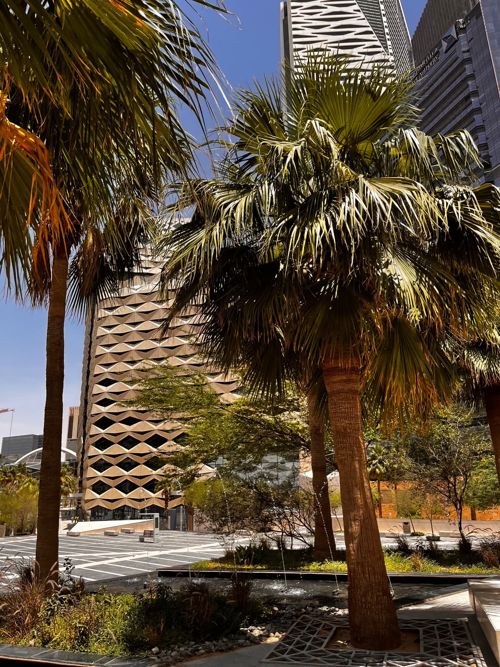 Public plaza between the towers of the King Abdullah Financial District in Riyadh
